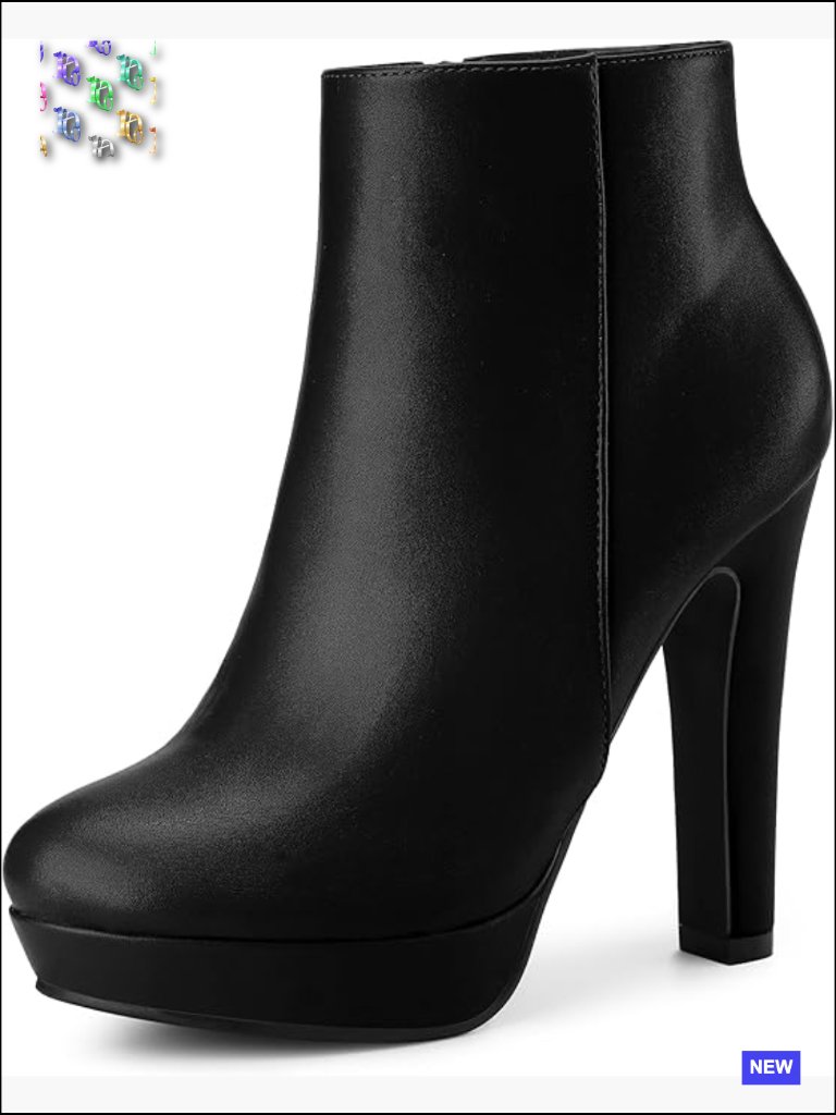 Platform Booties Round Toe Chunky High Heels Ankle Boots For Women